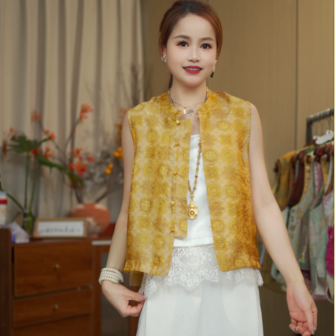 CHUNTIAN/椿锦【相思扣】新中式夏款国风双面双穿马夹