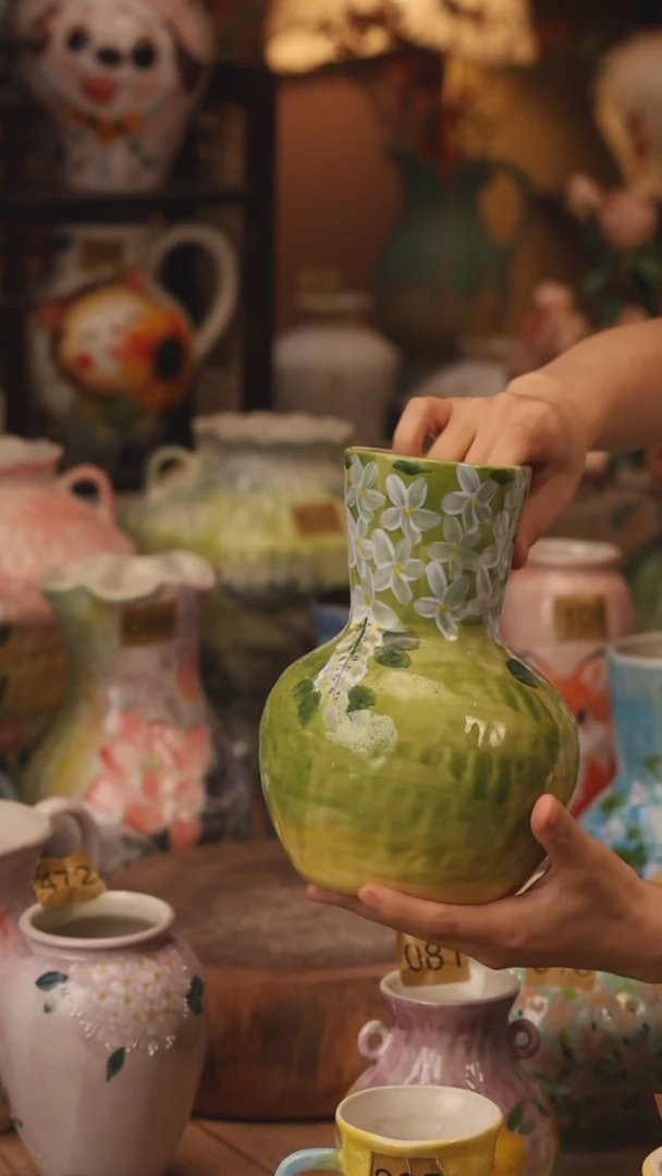 陶瓷420景德镇设计师手作花器摆件侘寂风