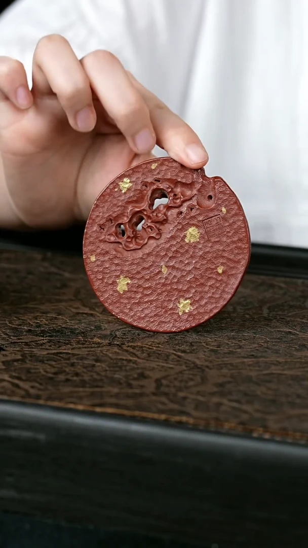 茶壶紫砂全手洒金太湖石杯垫 一物见春