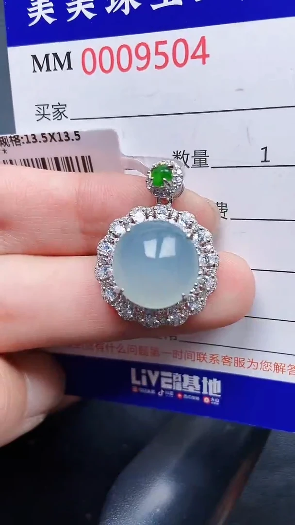 颈饰银S925镶嵌翡翠9504