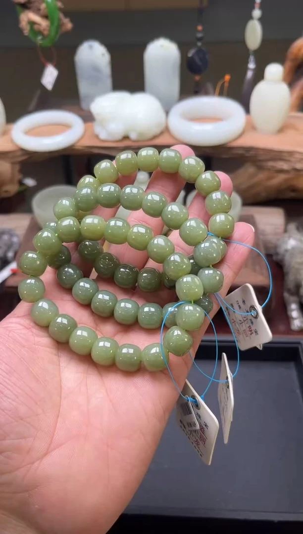 【闪购商品】和田玉手串未镶嵌若羌青黄口卡12老型 多样性发一