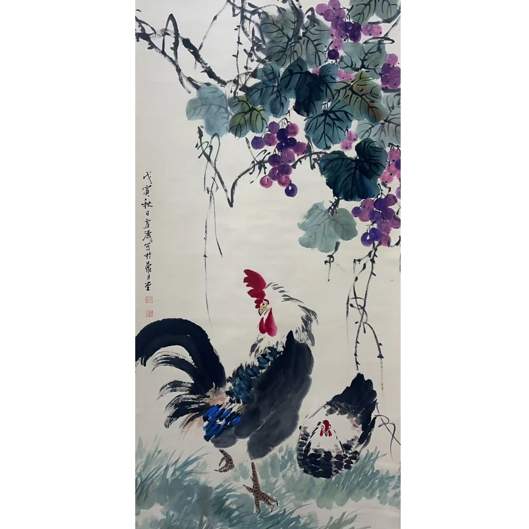 雪 公鸡立轴137×67 8.2平尺