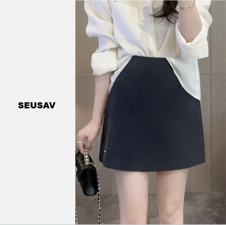 【笙箫家】冷萃灰色A字半裙显瘦百搭款