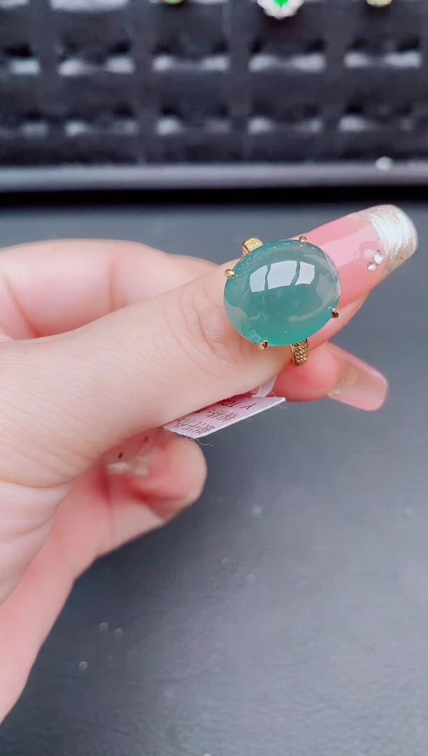 翡翠戒指银S925镶嵌天然a货翡翠88