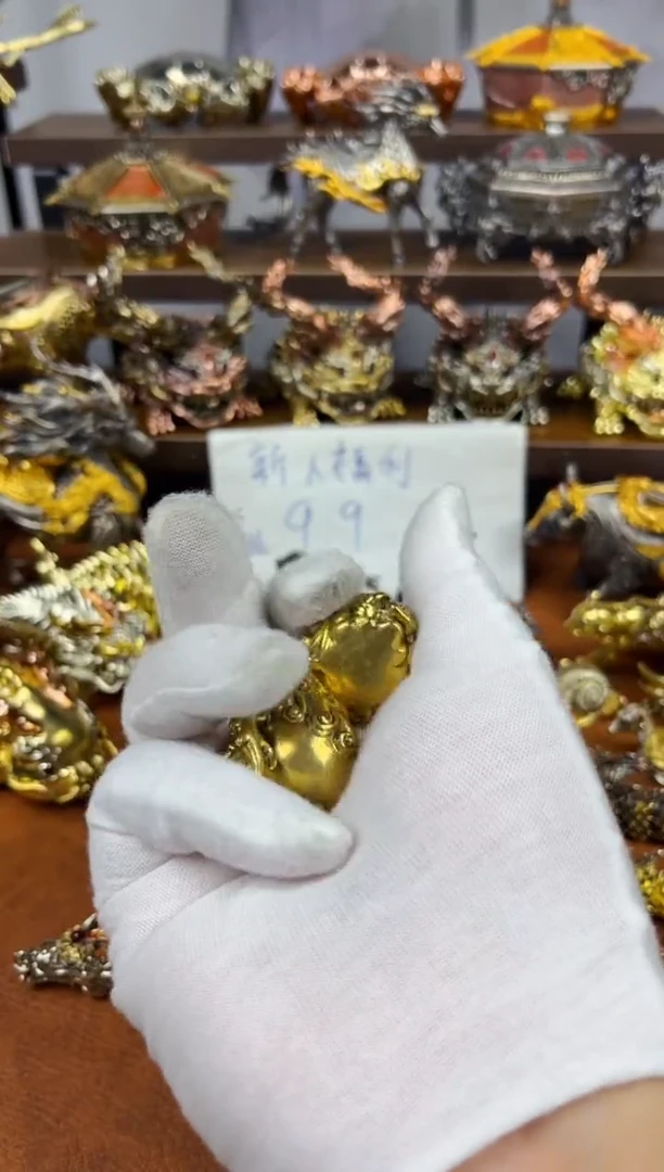 龙猪黄铜摆件实心一对