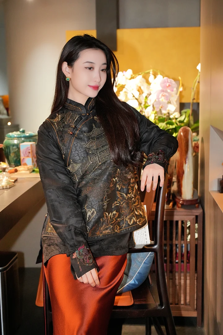 蓝大【宫廷】桑蚕丝新中式马甲7364