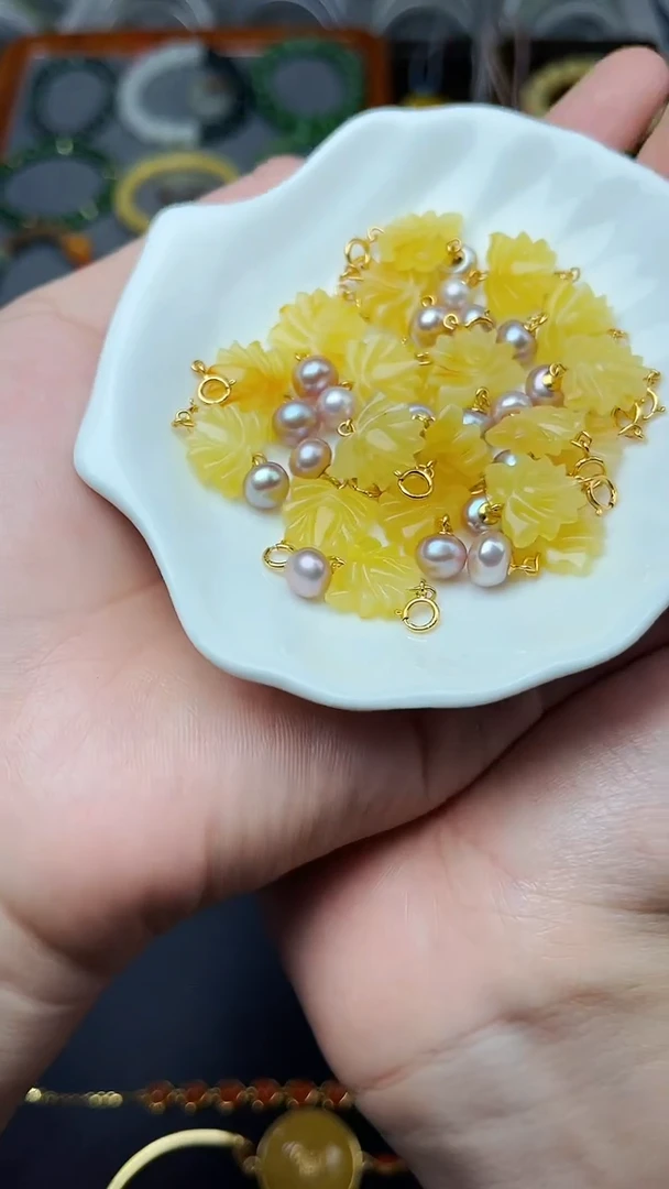 蜜蜡颈饰银S925镶嵌宝相花多样性拍一发一 06