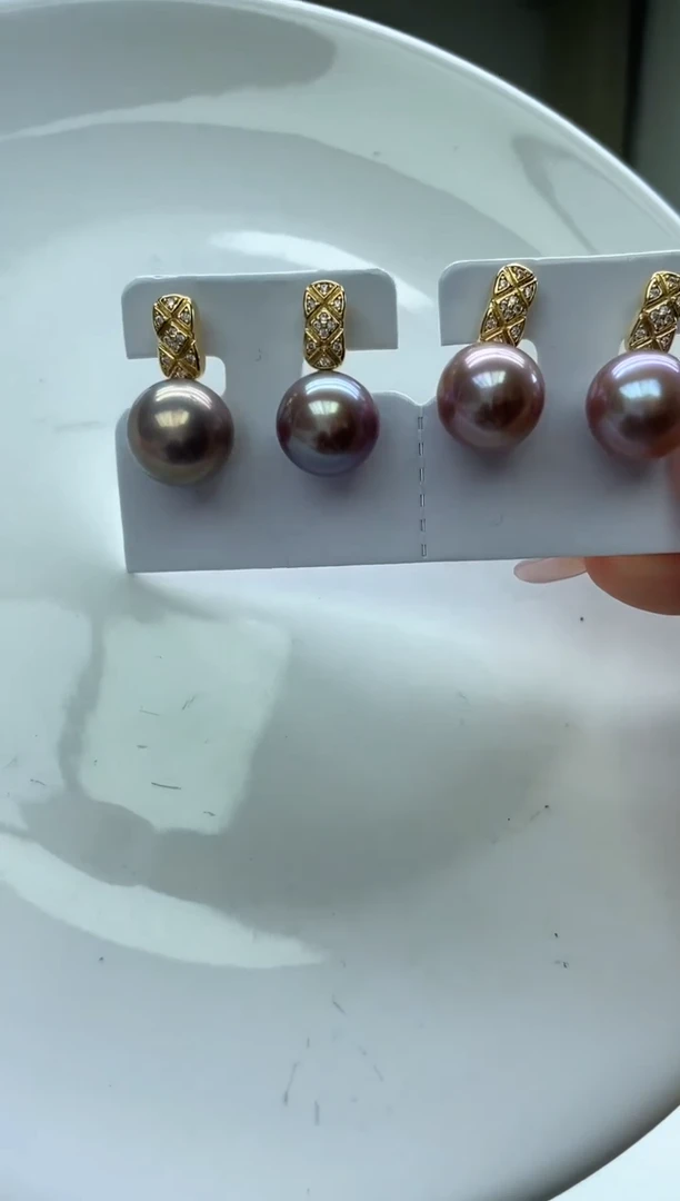 未镶嵌耳饰淡水珍珠紫珠素钉耳饰(多样性发一）