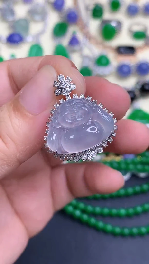 颈饰18K金镶嵌翡翠425-中国好珍宝