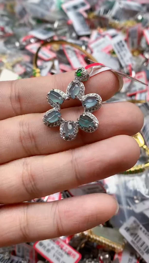 银S925镶嵌戒指翡翠D****_天然A货缅甸翡翠