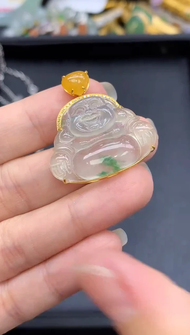 颈饰18K金镶嵌翡翠698-中国好珍宝