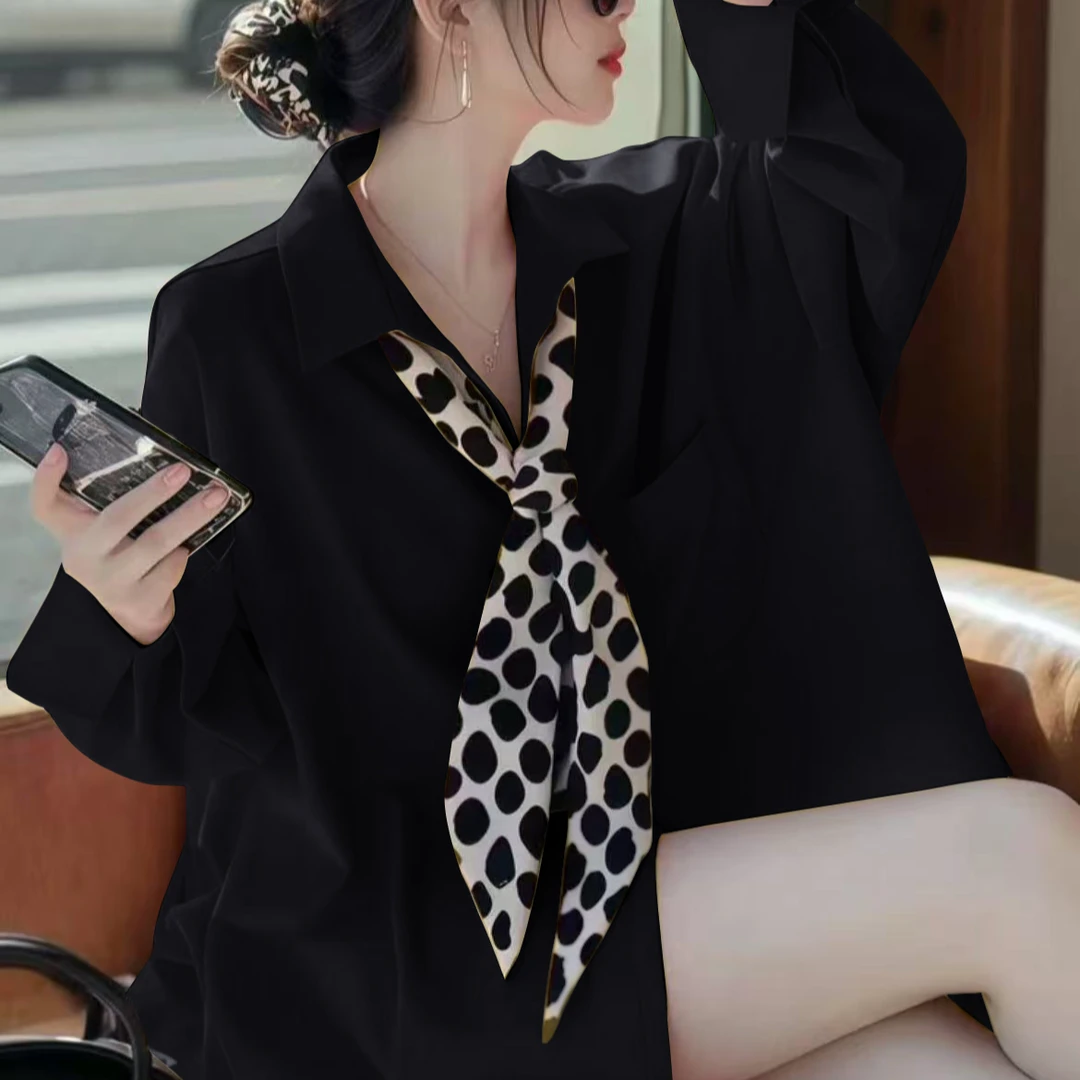 2025春季新款爆款超好看独特漂亮洋气设计感粉色领结长袖衬衫女春