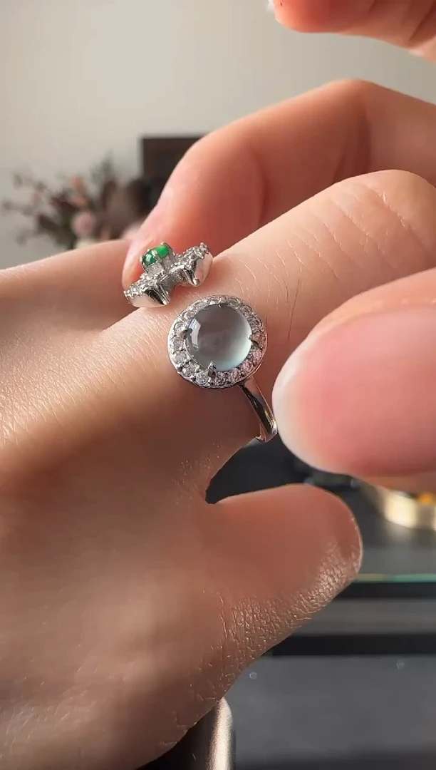 【闪购商品】翡翠戒指银S925镶嵌银镶