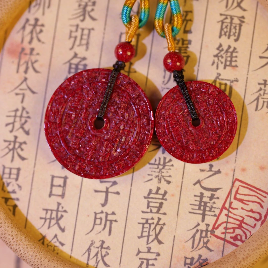 含辰砂工艺品【鸿宇朱砂】源头工厂超好看全透晶体山鬼花钱