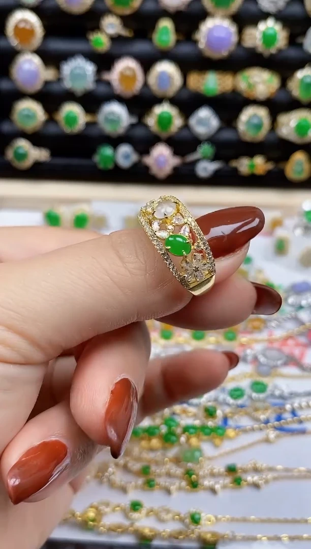 银S925镶嵌戒指翡翠3785