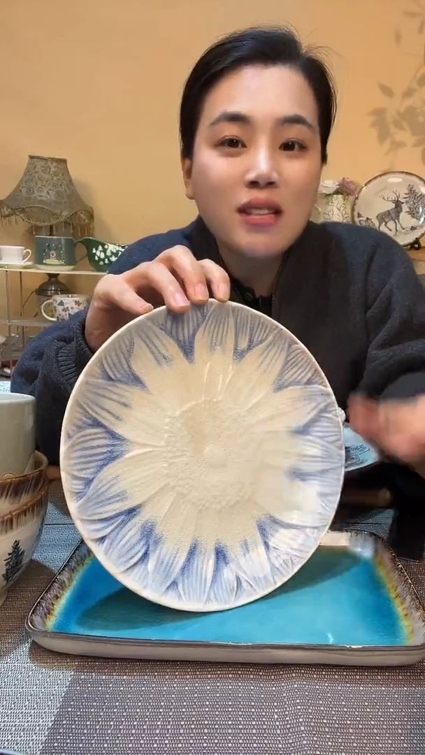 瓷片8英寸盘 底部瑕疵 介意勿拍