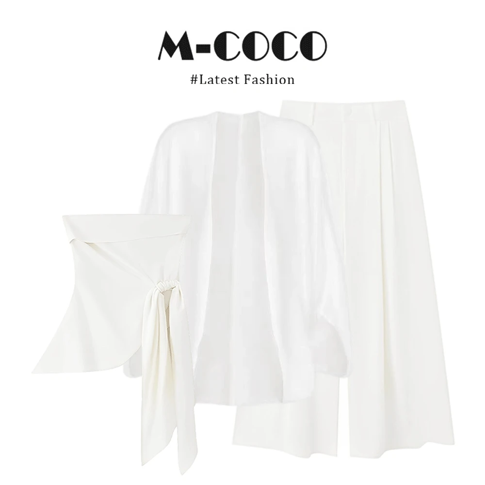 MARIE.COCO韩系纯欲气质吊带上衣防晒开衫休闲阔腿裤超好看三件套