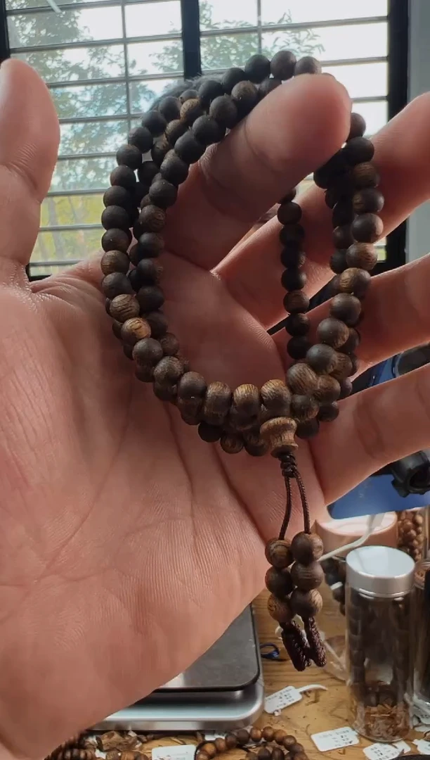 沉香手串九九沉05圆珠多圈9克多样性发一