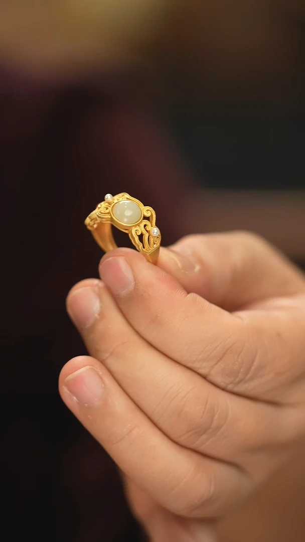 【闪购商品】和田玉戒指银S925镶嵌新款