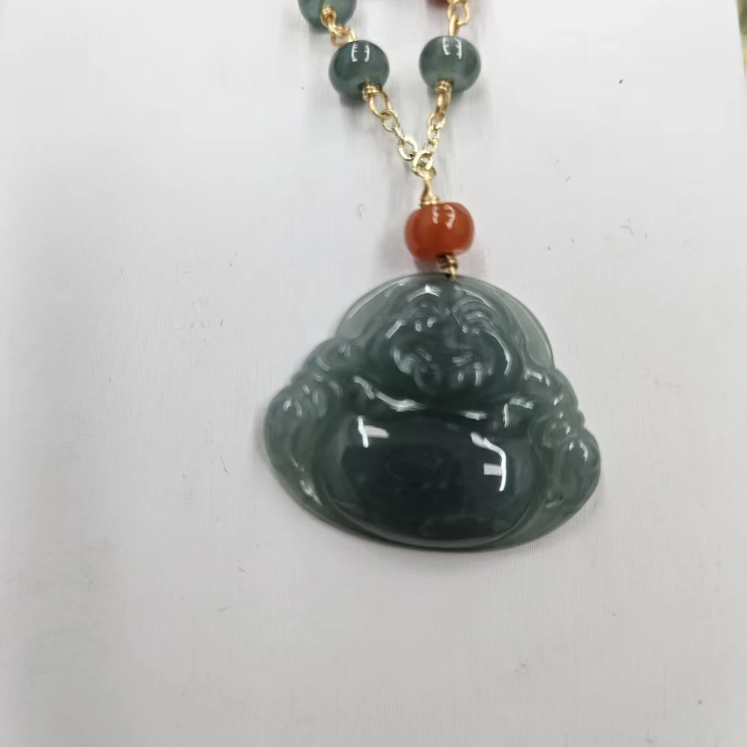 天然翡翠佛公挂件