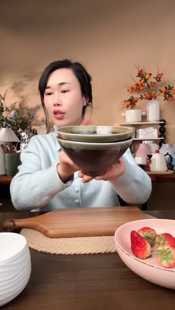 【闪购商品】瓷片5.2英寸窑变斗笠碗2只微瑕
