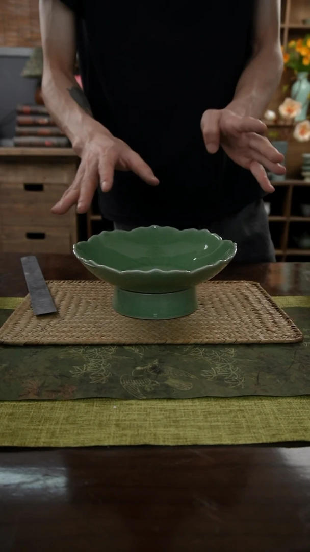陶瓷一件包邮梅子青沥水果盘
