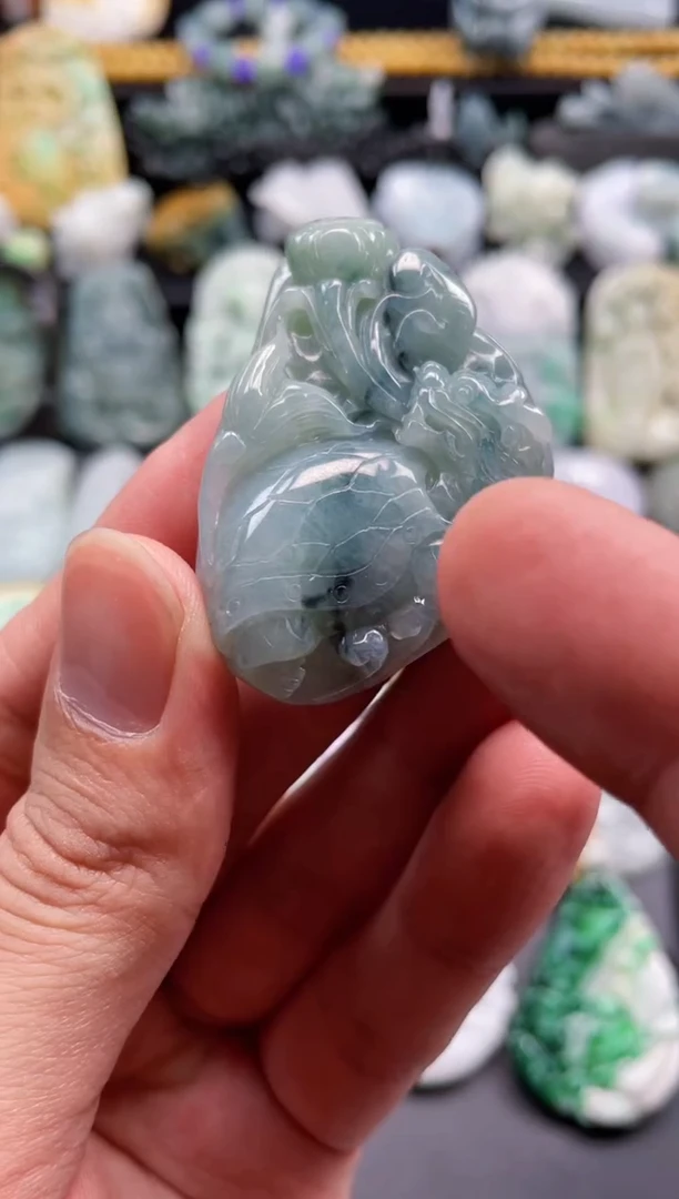 颈饰未镶嵌翡翠35  天然翡翠a货  龙龟