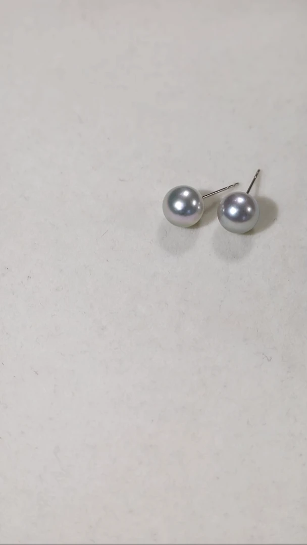 铂Pt950镶嵌耳钉海水珍珠真多麻素耳钉