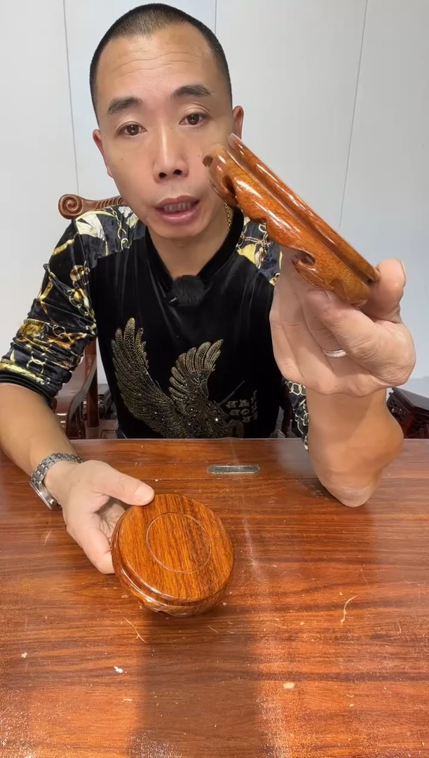 木老花圆形小盘几两个11*12*2.6