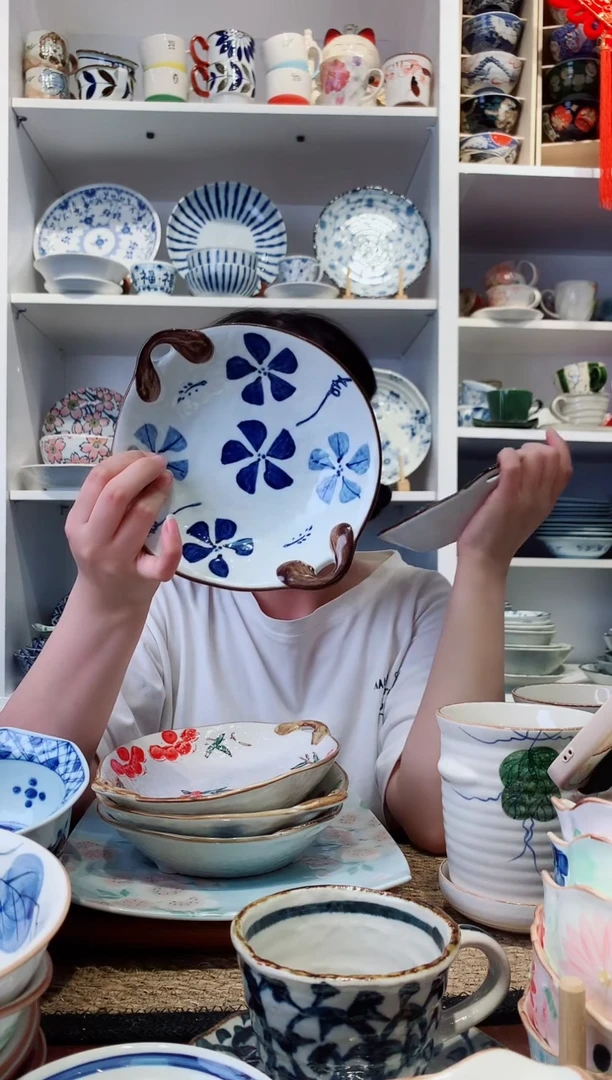 陶瓷风车花双耳盘