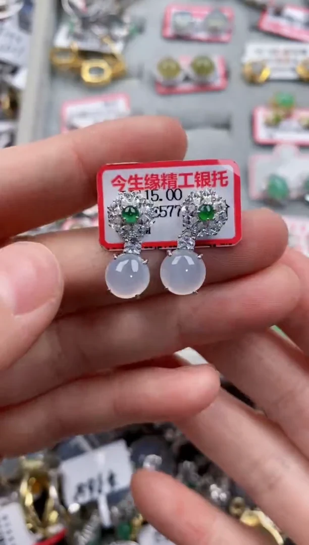 银S925镶嵌戒指翡翠222----8