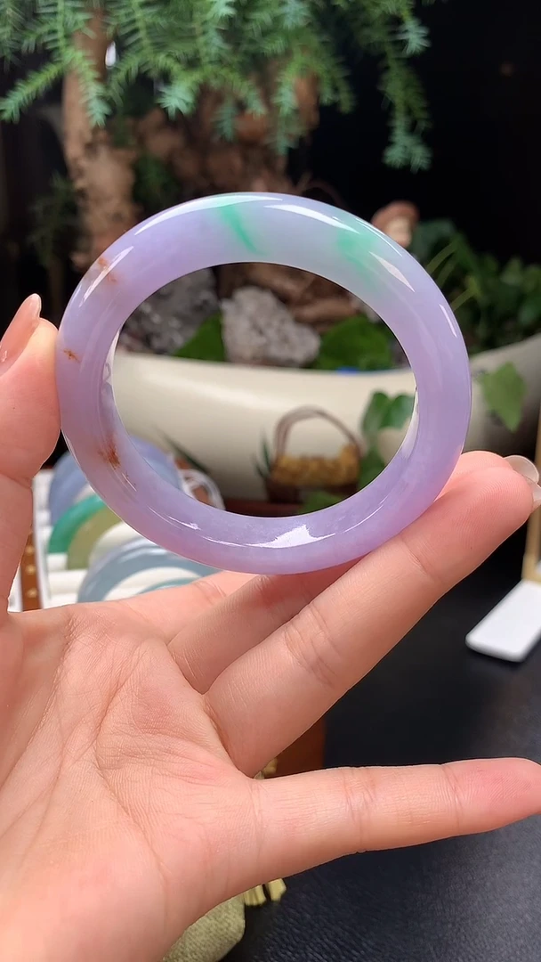 未镶嵌手镯翡翠翡翠春彩手镯54+