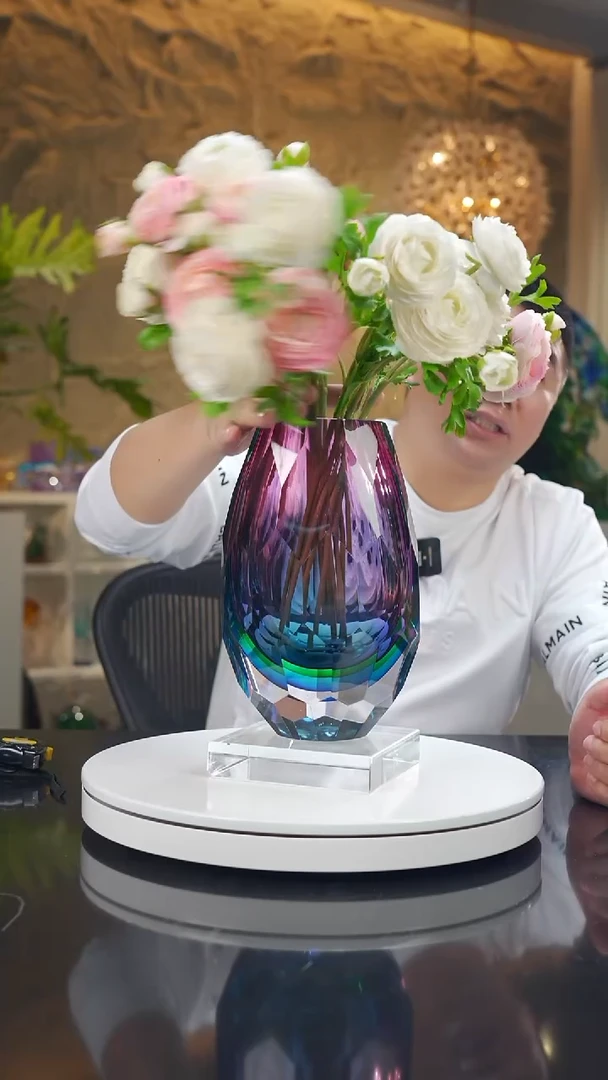 手工艺品琉璃金紫蓝绿切面花器