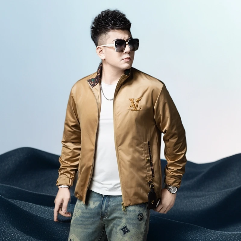 巴赛娜缇时尚秋季新款潮牌夹克男士立领潮流百搭防风休闲外套男装