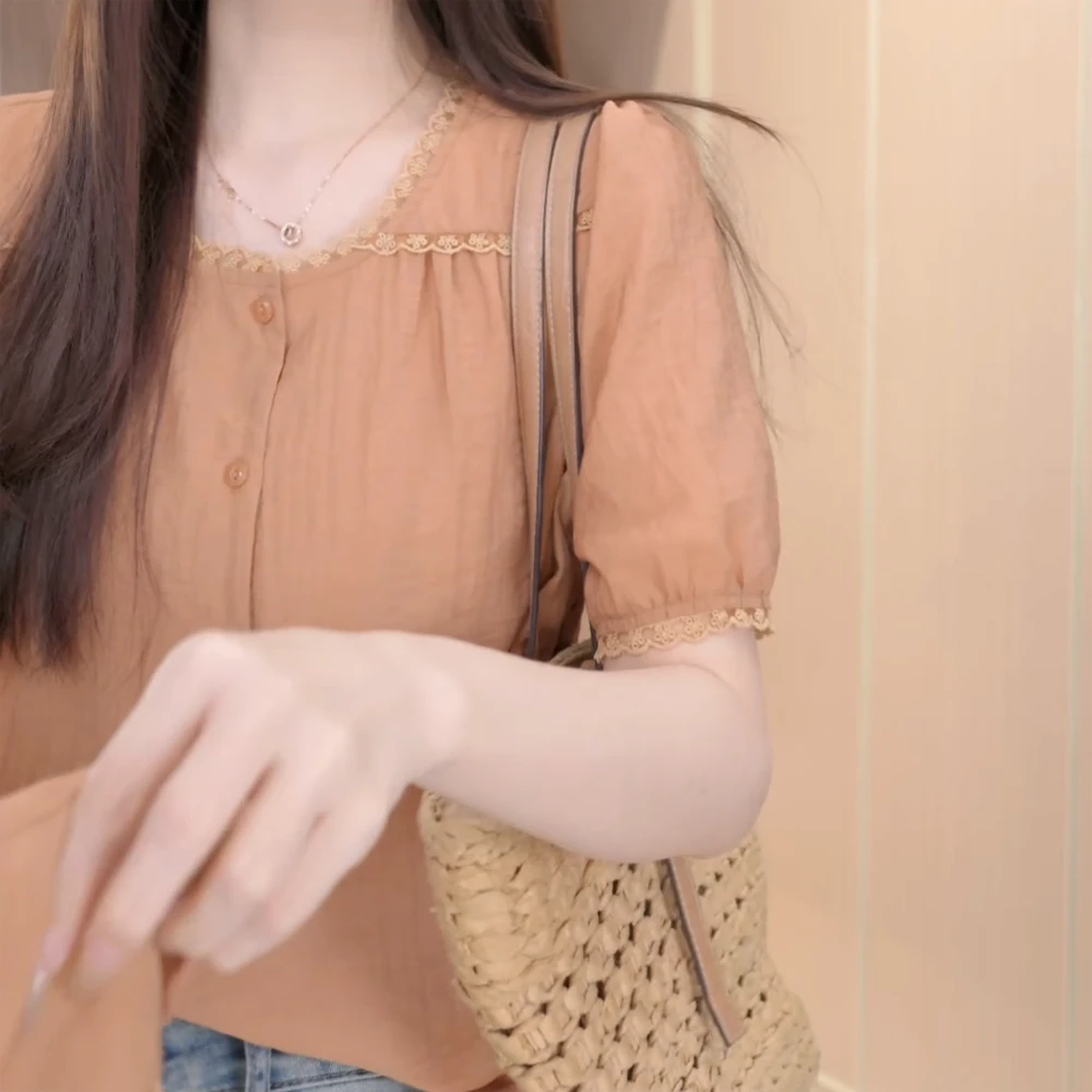 短袖衬衫女2025新款计感小衫洋气减龄显瘦上衣