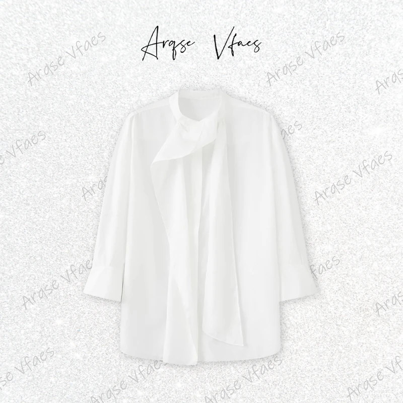 [ARQSEVFAES正品]—2025夏新款蝴蝶结系带衬衫时尚上衣女AR503015