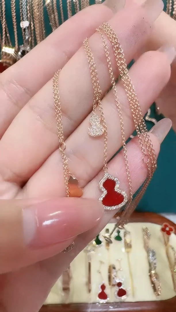 【闪购商品】钻石套链18K金镶嵌葫芦套链