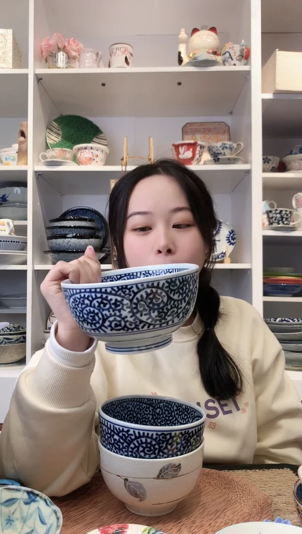 陶瓷【孤品】蛸唐草面碗16cm