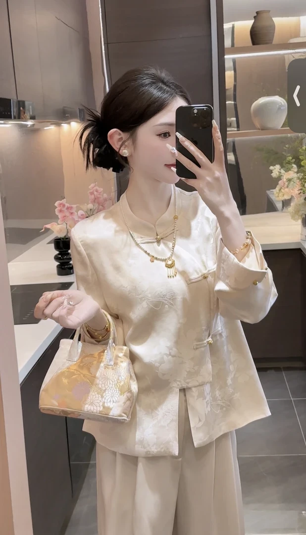 【仙骨套装】2025春季新款人丝轻奢新中式套装时尚显瘦修身小众设计