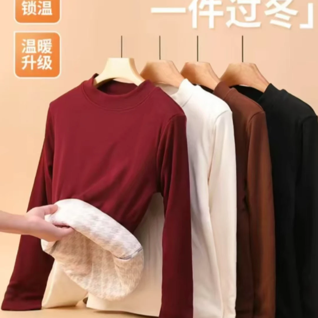 【羊毛填充 小暖炉】巨保暖加绒加厚过冬时尚打底衫保暖上衣内搭