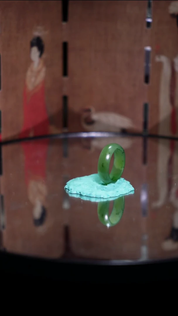 未镶嵌和田玉挂件2.7克俄碧玉戒圈卡19.5mm