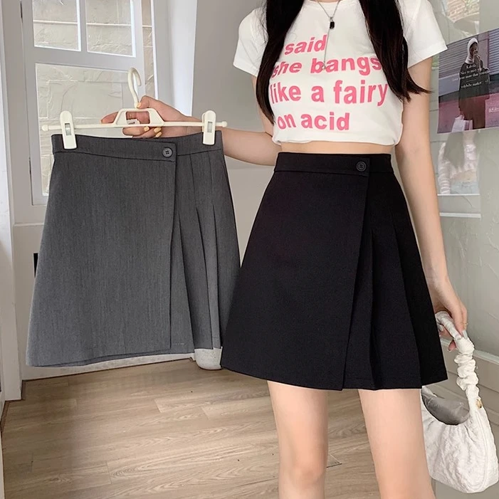 灰色百褶裙半身裙女夏季2025新款小个子a字半裙高腰显瘦包臀短裙