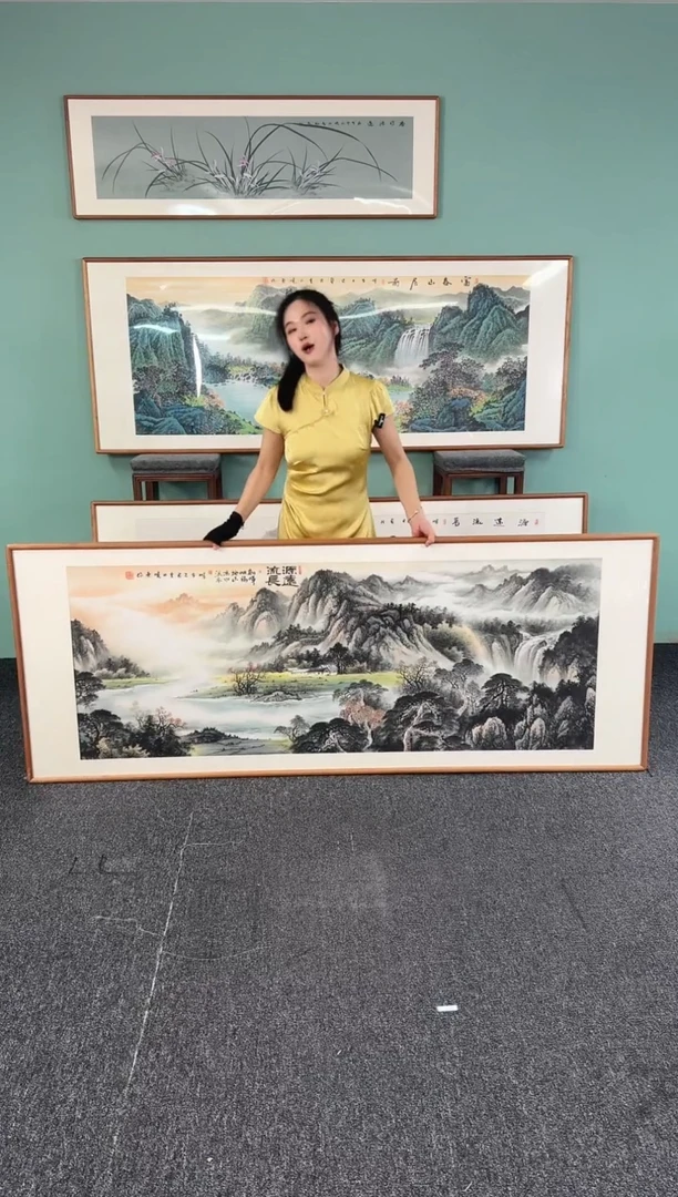 国画源远流长210*80手绘作品