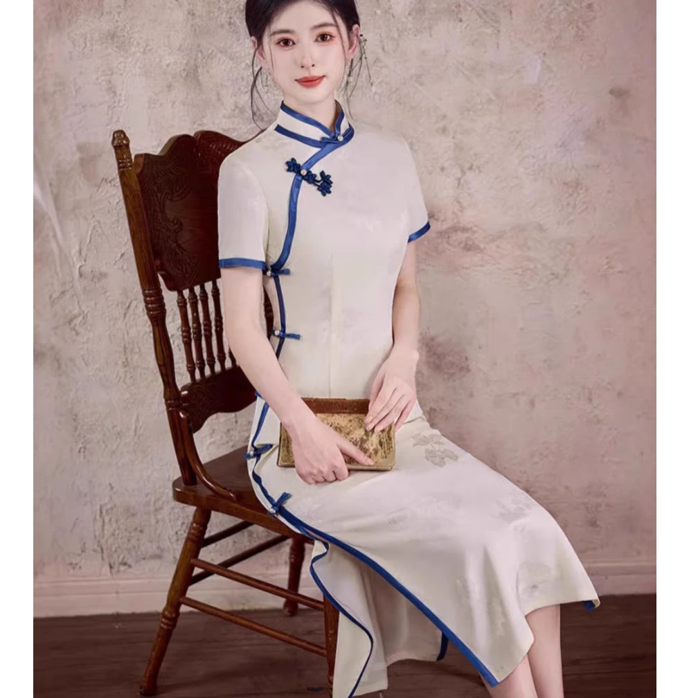 【月色美人】上上喜春夏新款复古时尚修身少女长旗袍