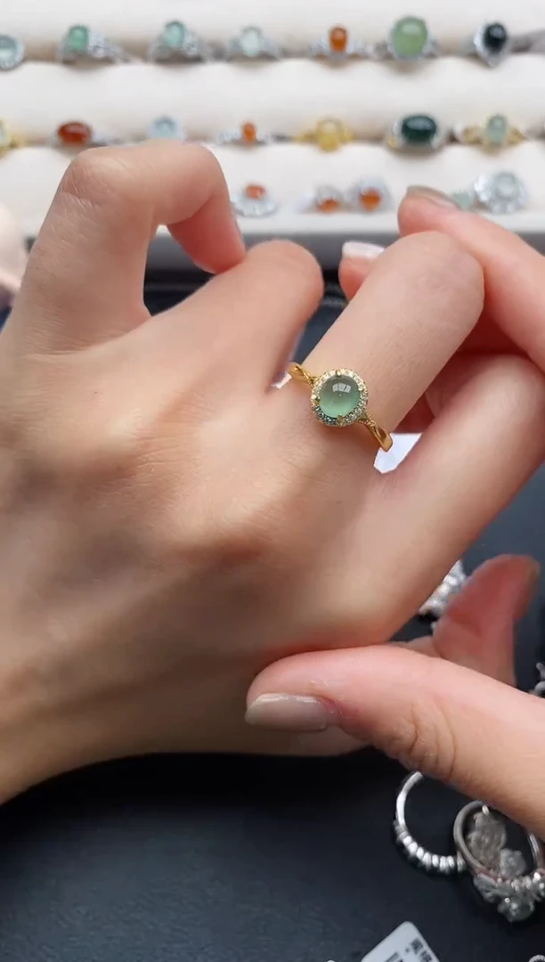 银S925镶嵌戒指翡翠111111+8