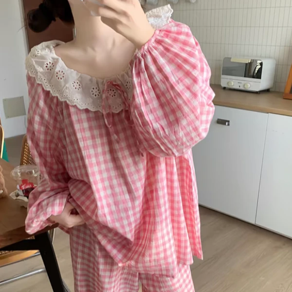 2025春季新款时尚大码设计云朵棉长袖家居服可外穿甜美清新睡衣