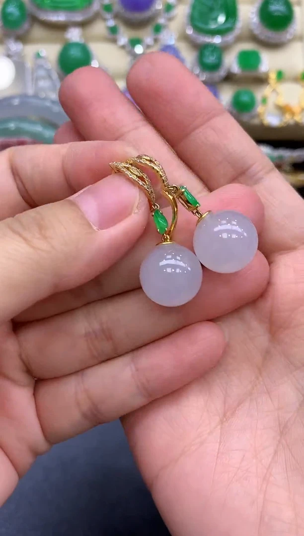 18K金镶嵌翡翠耳饰157-中国好珍宝