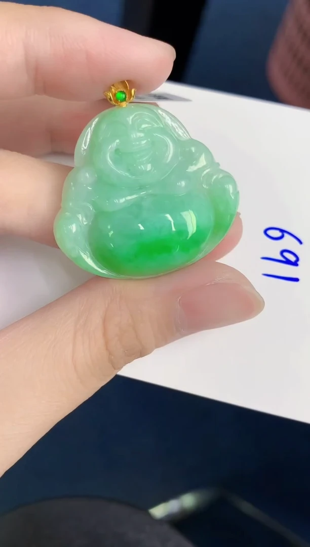 颈饰18K金镶嵌翡翠天然翡翠缅甸A货