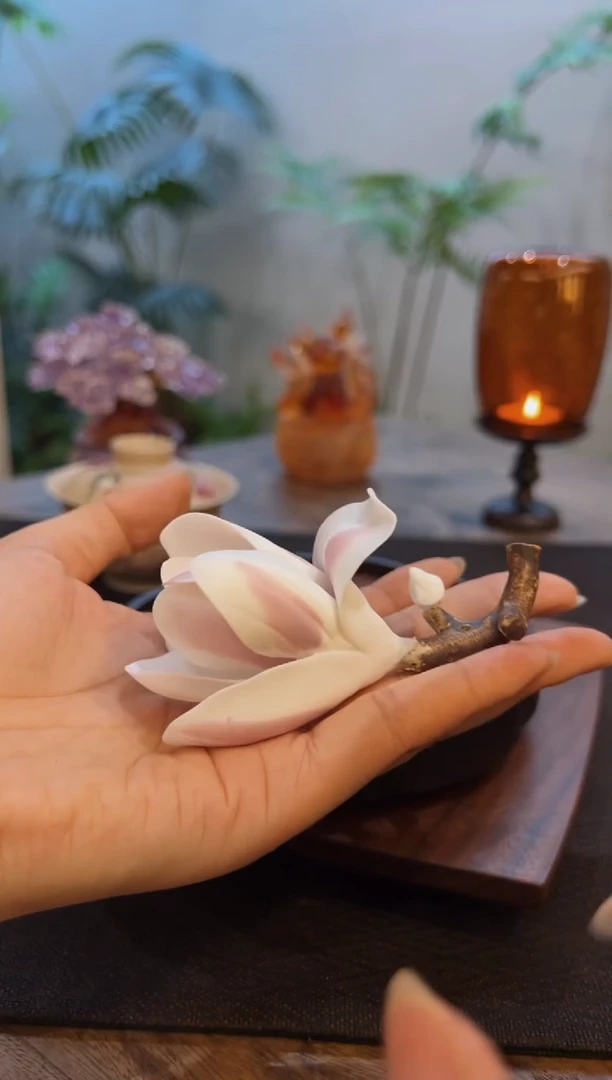 【船长陶茶馆】玉兰香插淡粉色
