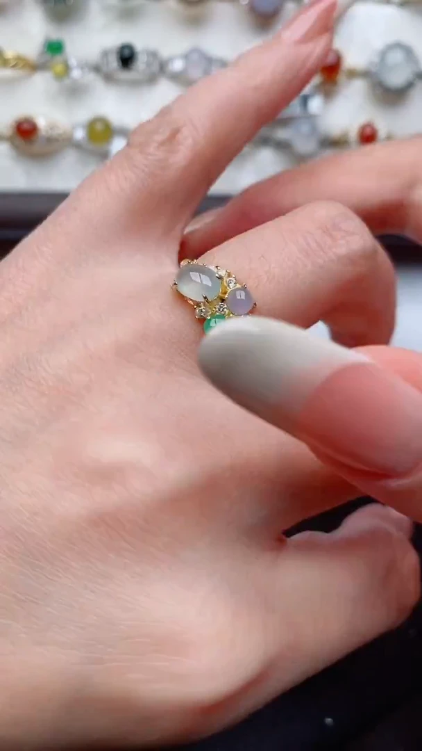 银S925镶嵌戒指翡翠...